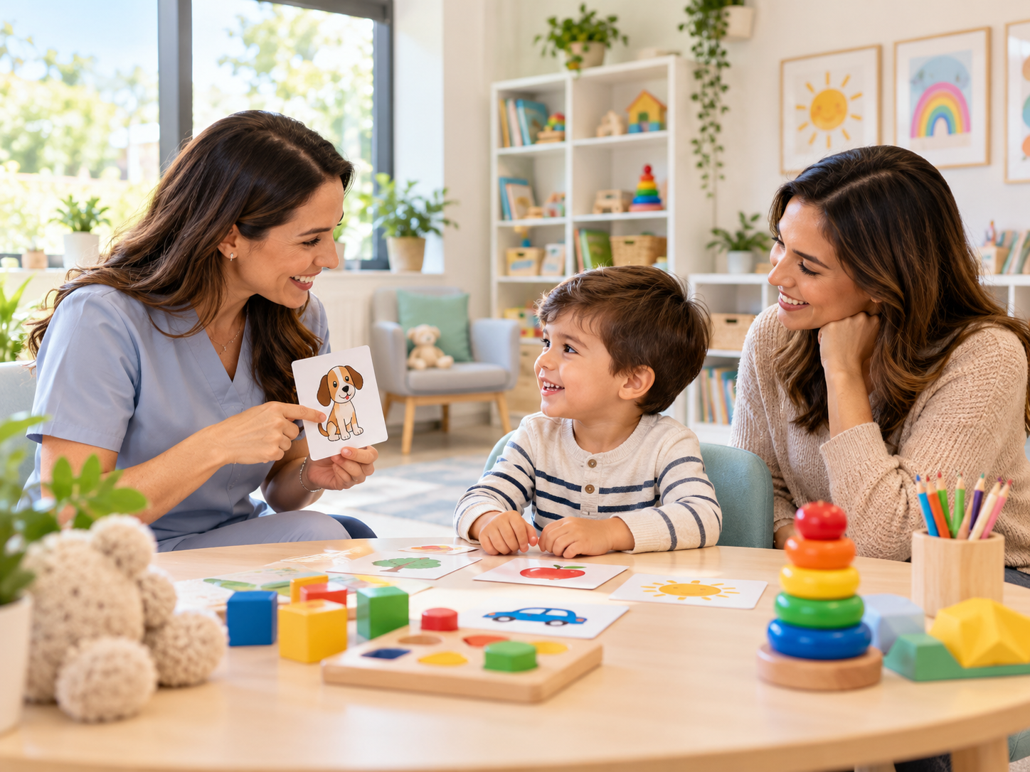 Parent observing child's communication development